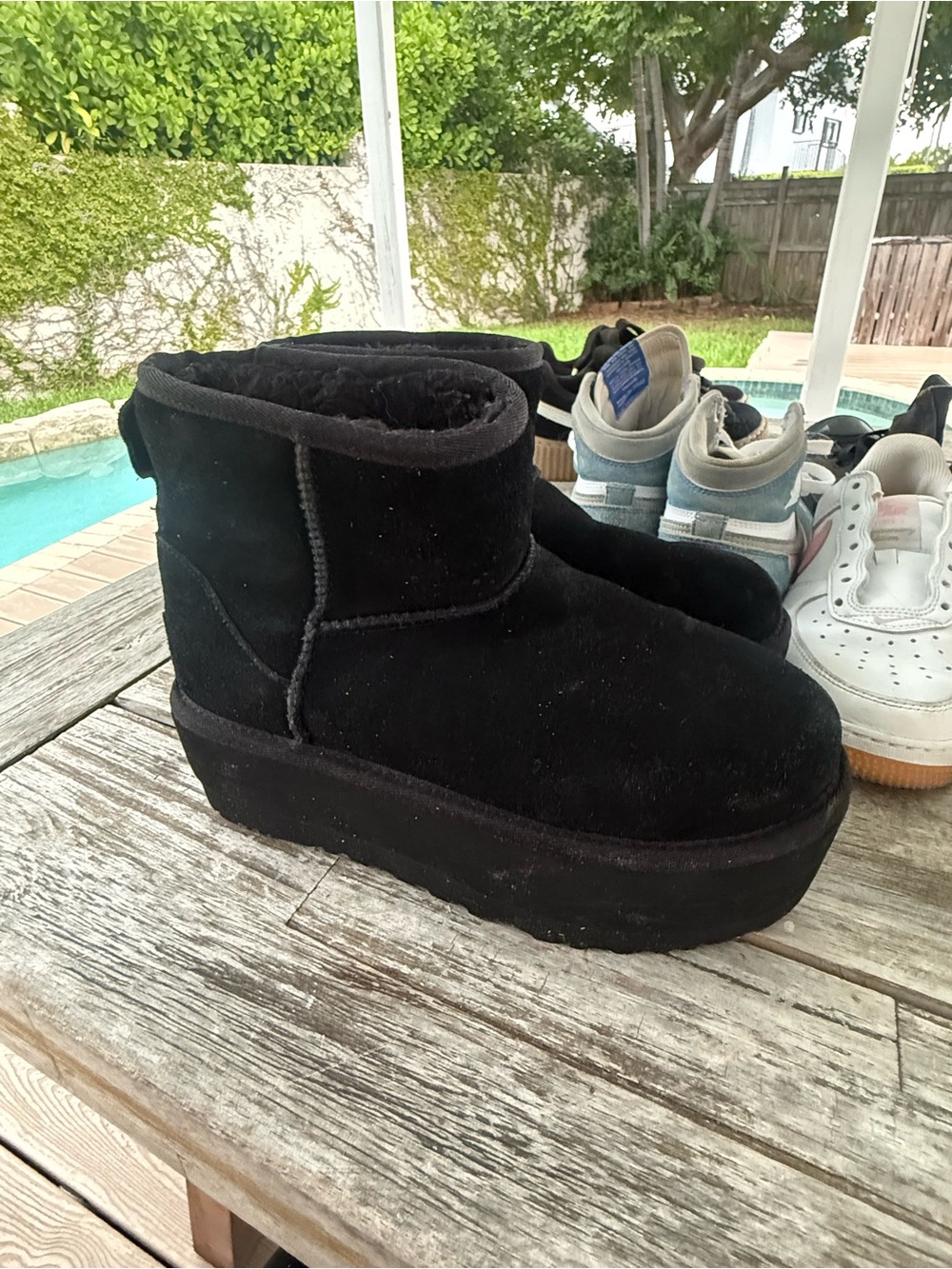 UGG Black Suede Platform Winter Boots
